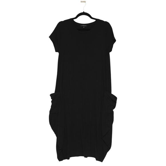 Beach Vibe Black Flowy Loose Midi Dress Size Medium - Picture 1 of 6